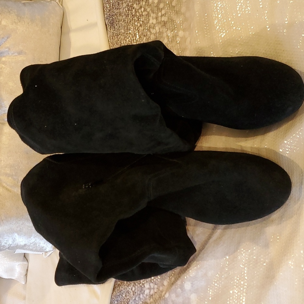 Black Bakers Thigh High Platform Suede Boots Size 11 Gem